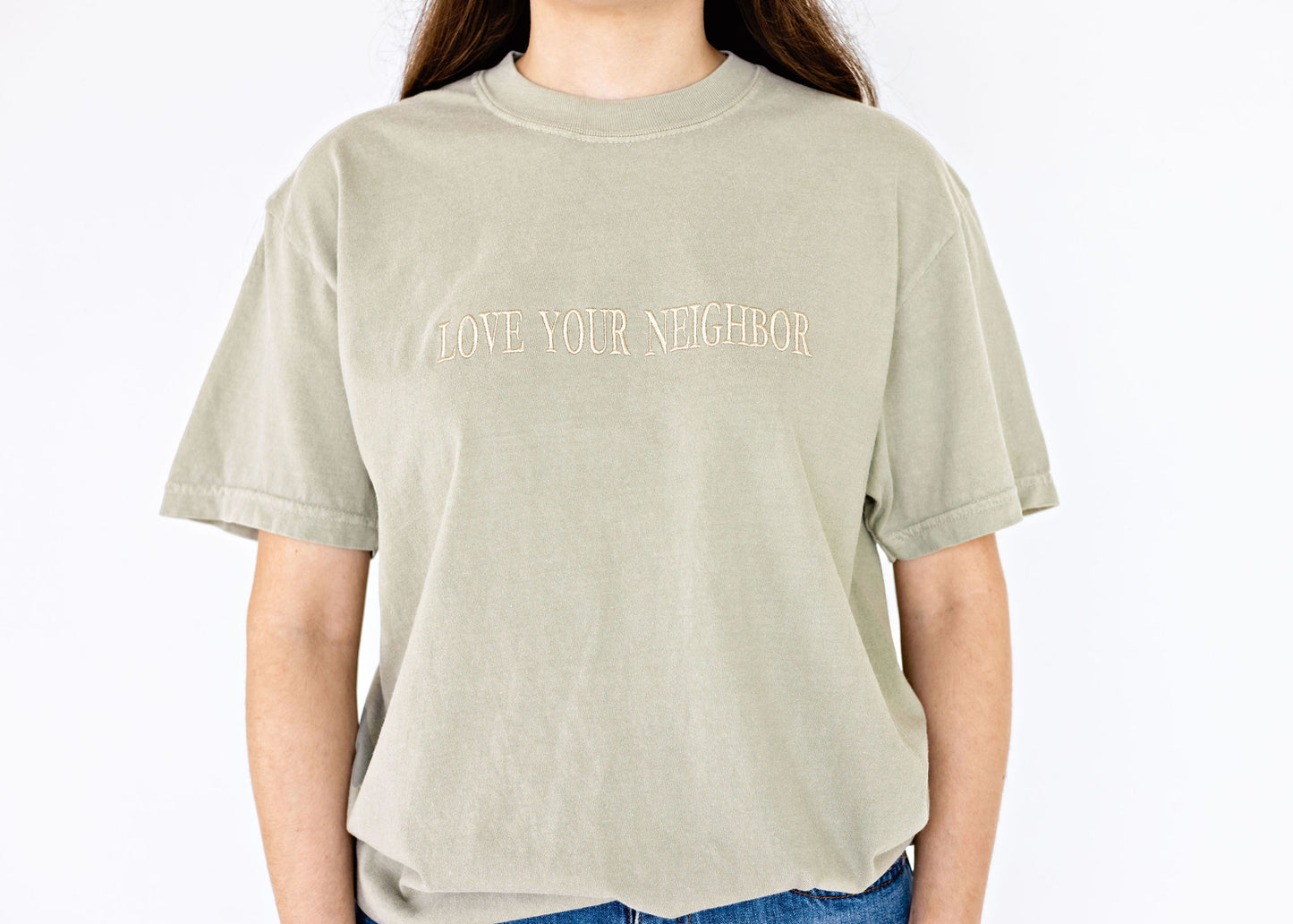 Love Your Neighbor Embroidered Tee