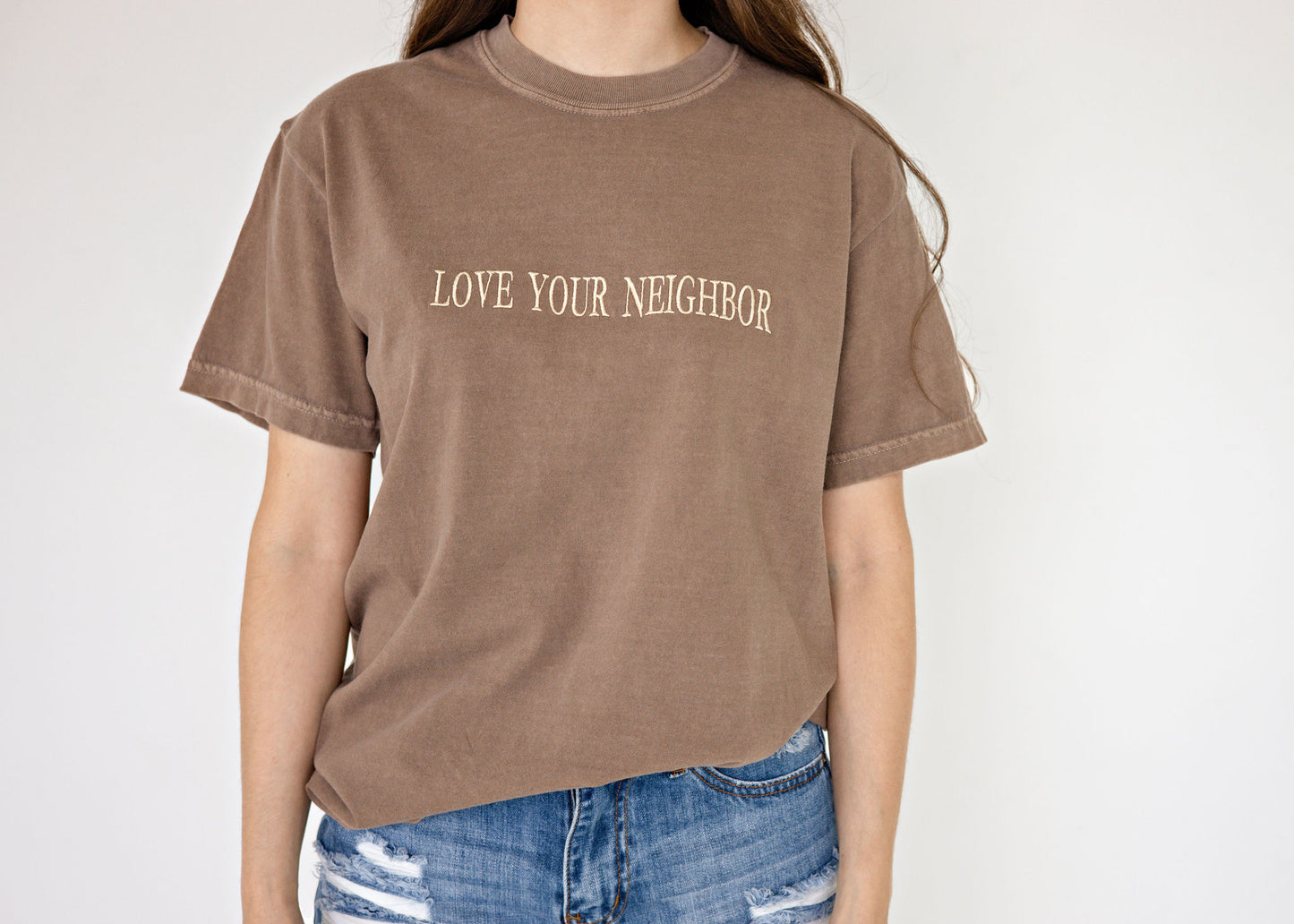 Love Your Neighbor Embroidered Tee